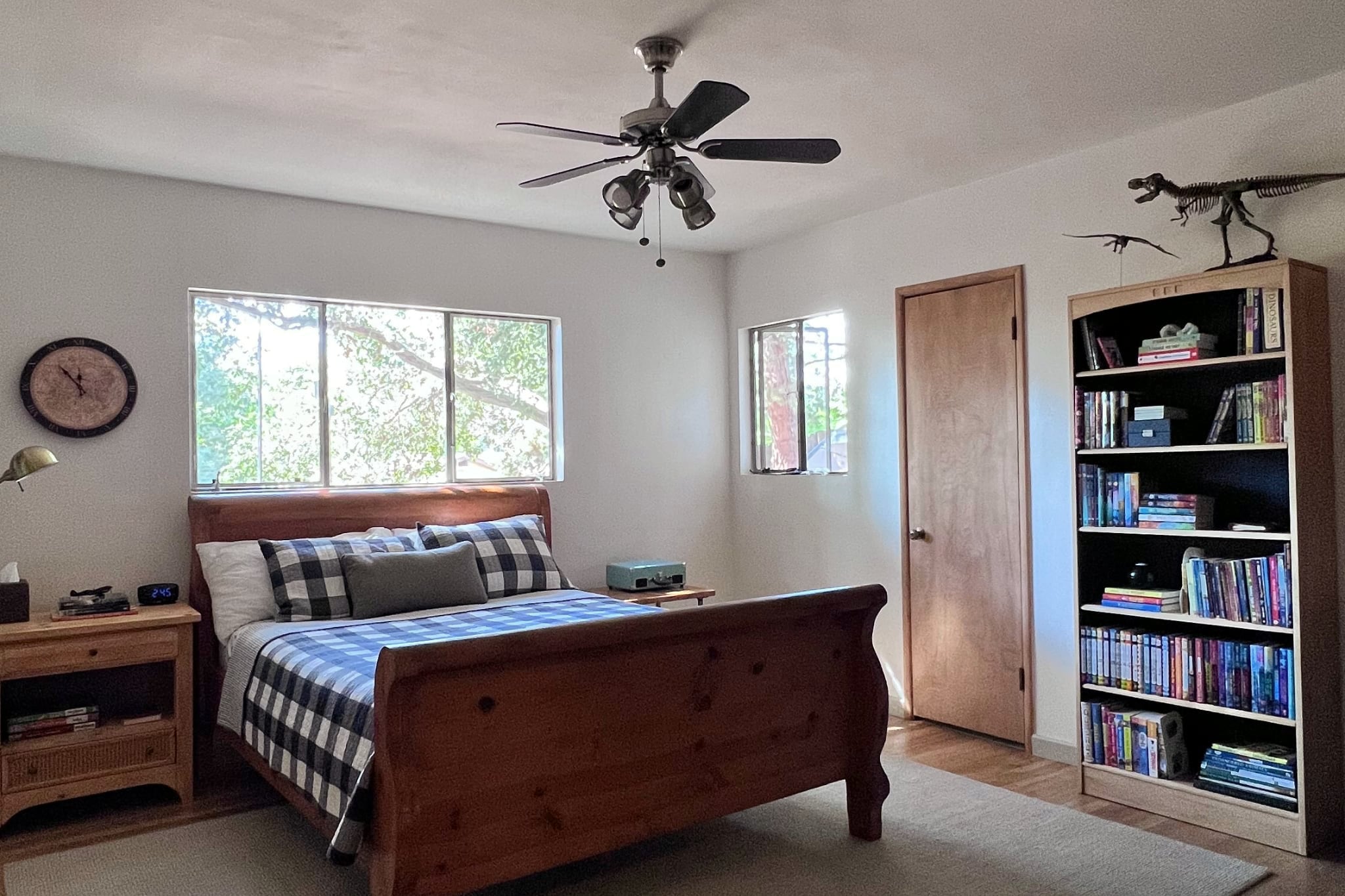 Teen boy bedroom after renovation with modern design and updated finishes